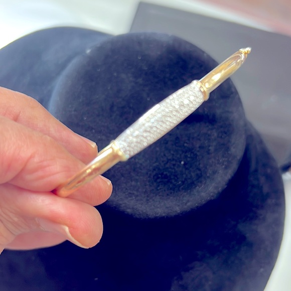 Diamonds 14K Gold Bangle Bracelet - Picture 2 of 5